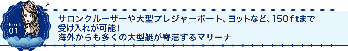 ビジターバース45ftまで！ボートもヨットも受け入れ可能！クルージングの中継点にもお勧め！