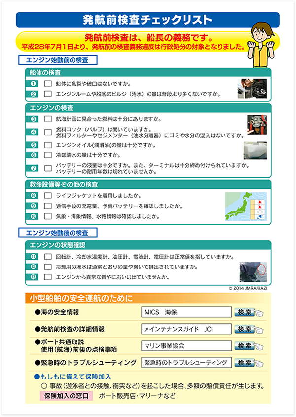 発航前の検査チェックシート
